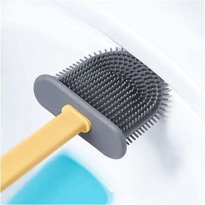 L Silicone Toilet Brush/ Flexible Soft Bristle Brush with Quick Dry Holder Cleaning Brush for Toilet Accessories ( Without Box )