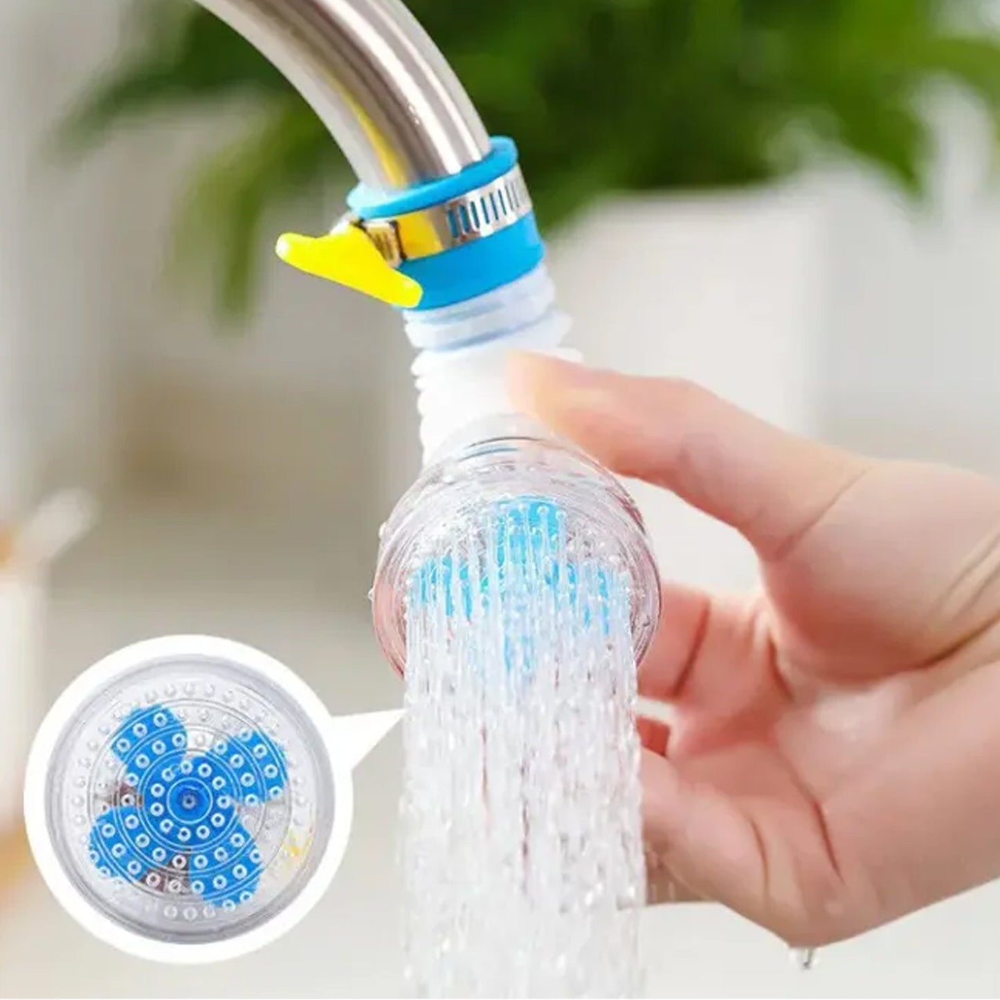 b 360° Adjustable Rotating Water Saving Nozzle Shower Head Faucet Multiple Types of Output Water Valve Splash Regulator Filter Kitchen Tap Accessories, Bathroom Use (1 Pc)