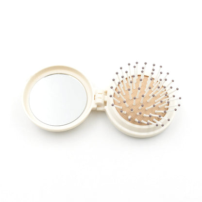 Foldable Travel Mirror Hair Brushes, 1pc Round Portable Folding Pocket Hair Brush, Mini Hair Comb Compact Travel Size, Hair Massage Comb, For Men Women And Girls