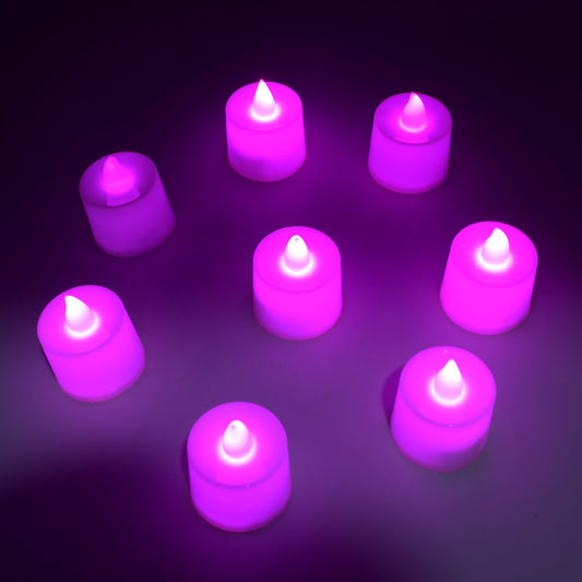 B Pink Flameless LED Tealights, Smokeless Plastic Decorative Candles - Led Tea Light Candle For Home Decoration (Pack Of 8pc) ( Diya , Divo , Diva , Deepak , Jyoti)