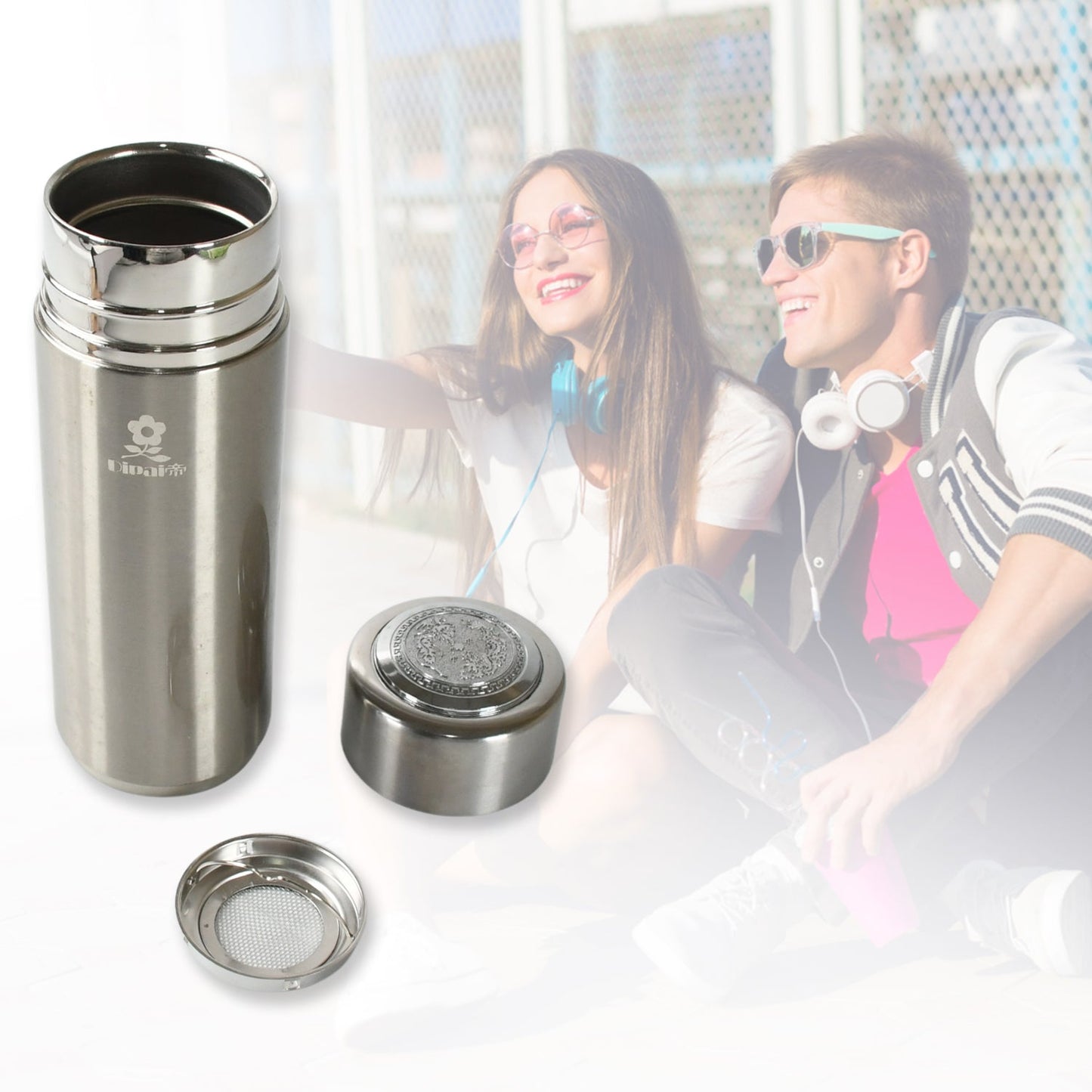 2 Vacuum Insulation Cup with Lid, Stainless Steel, Hot & Cold Water Bottle Coffee, Double Walled Carry Flask for Travel, Home, Office (1 Pc)