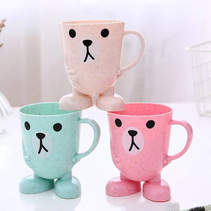 Toothbrush Holders Mouthwash Cup Milk Cup with Handle Breakfast Mug Drink Teeth Washing for Children's Stereo Base Household Brushing Cup