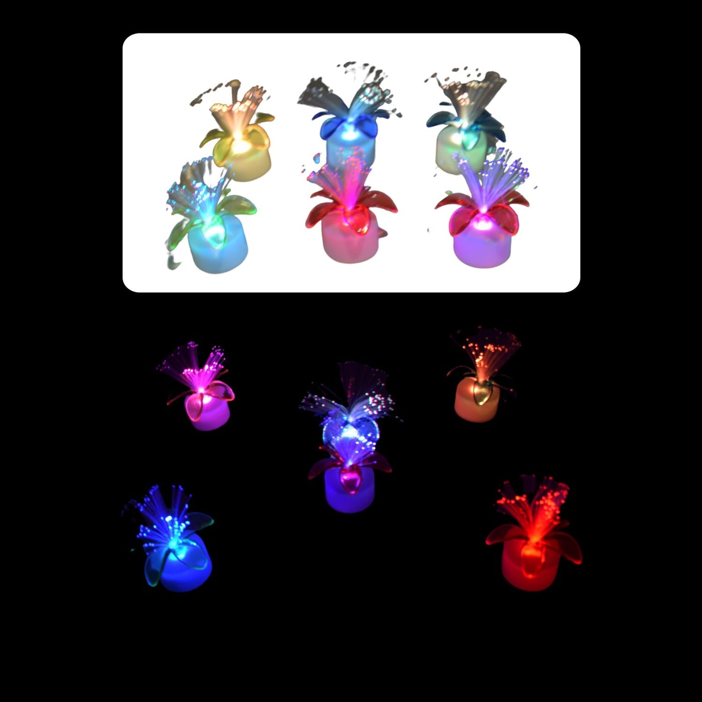 A Fiber Optic Light, Mini Color Change LED Table Centerpieces,  Light Up Candle - Pack of 6