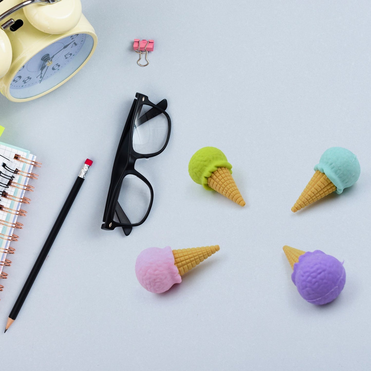 Cone/Donut/ Lolipop/ Ice cream /Eraser for Girls & Boys /Eraser for School B'Day Return Gift Party Doughnut Lollipop Ice Cream Theme Shape Erasers Pencils Set for Kids Educational Stationary kit, School Supplies (1 Set 4 Pc)