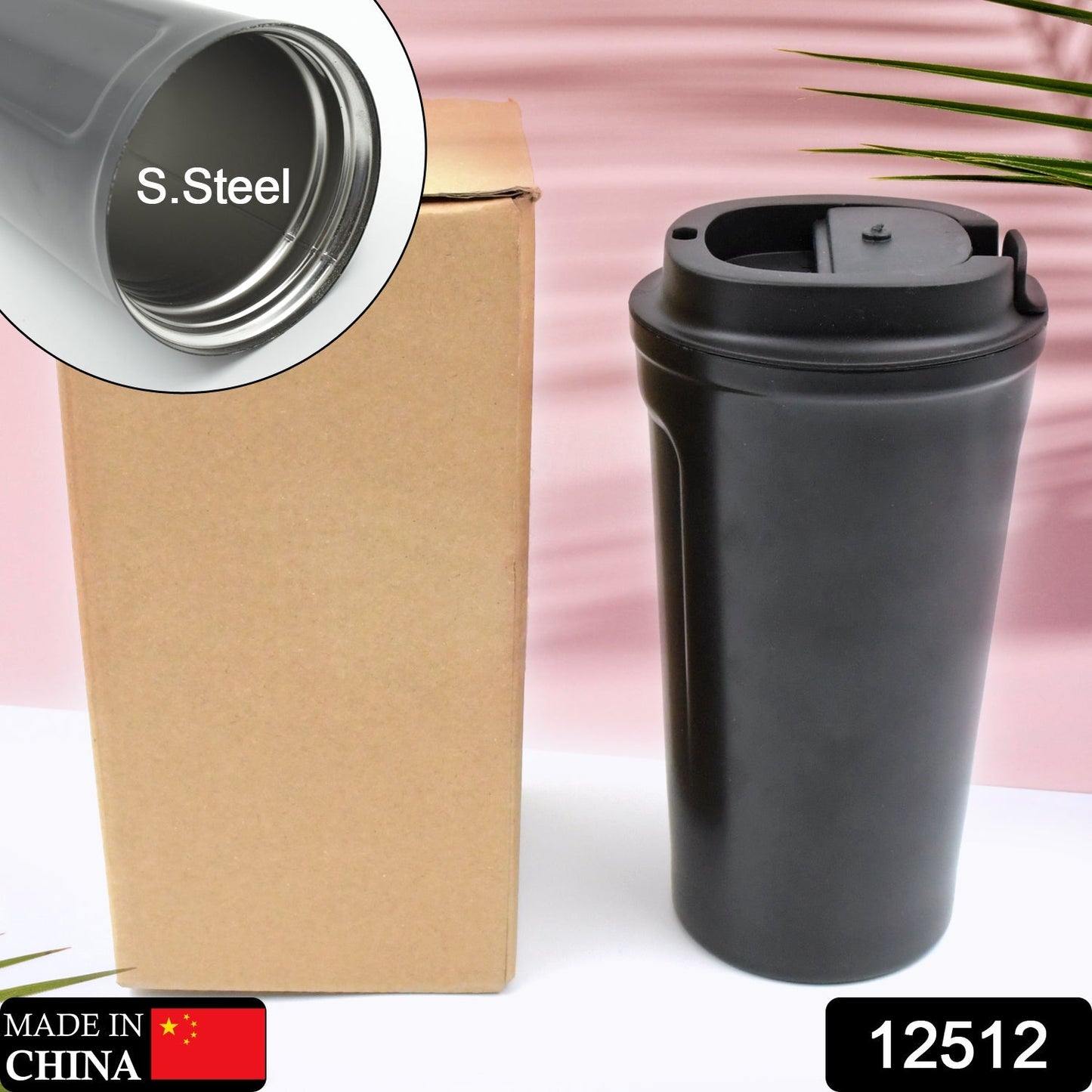 2 Inside Stainless Steel & Outside Plastic Vacuum Insulated  Insulated Coffee Cups Double Walled Travel Mug, Car Coffee Mug with Leak Proof Lid Reusable Thermal Cup for Hot Cold Drinks Coffee, Tea (1 Pc)