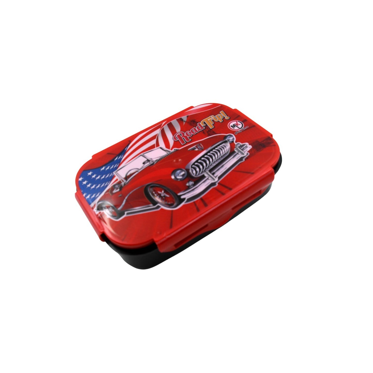 Beautiful Car Design Printed Plastic Lunch Box With Inside Small Box & Spoon for Kids, Air Tight Lunch Tiffin Box for Girls Boys, Food Container, Specially Designed for School Going Boys and Girls