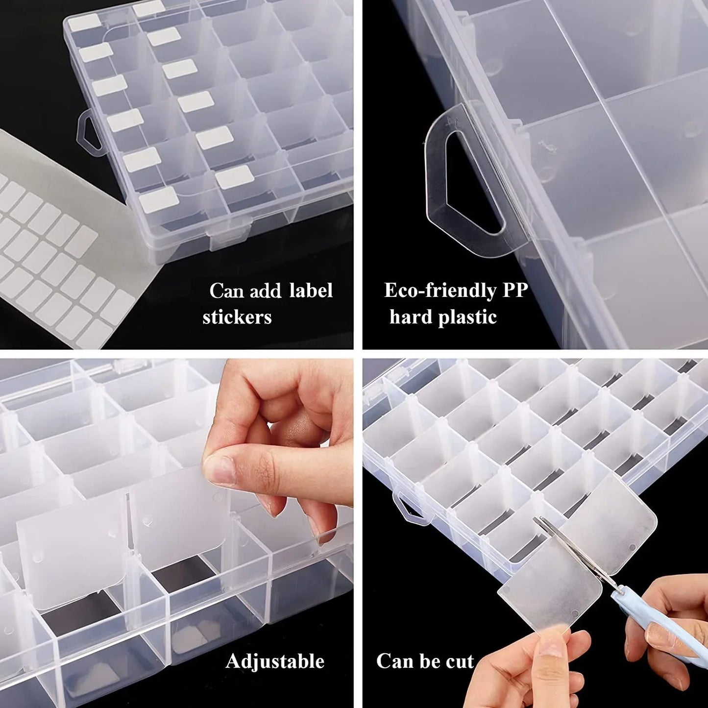 a 36 Grids Clear Plastic Organizer Jewelry Storage Box with Adjustable Dividers, Transparent Organizer Box (1pc)