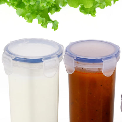 Plastic Liquid Round Airtight Food Storage Container with Leak Proof Locking Lid BPA Free Container for Kitchen, 5 Pcs Set (Transparent,  ( Approx Capacity 110 ml,160 ml,210 ml,400 ml,500 ml)