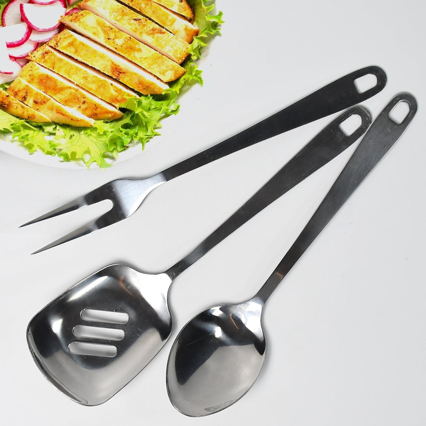 SERVING SPOON SET COOKING SPOON SET HIGH QUALITY PREMIUM SPOON SET ( 3PC SET ).