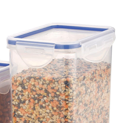 Rectangle ABS Airtight Food Storage Containers with Leak Proof Locking Lid Storage container set of 3 Pc (Approx Capacity 500ml,1000ml,1500ml, Transparent)