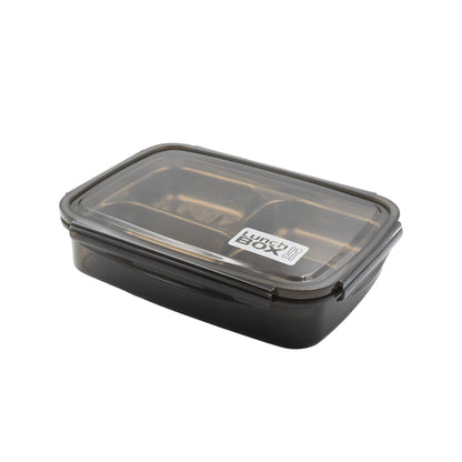 A Black Transparent 4 Compartment Lunch Box for Kids and adults, Stainless Steel Lunch Box with 4 Compartments For Office, Travel, School, Home