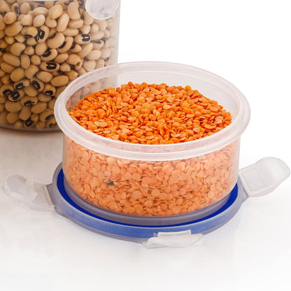 Round Plastic Airtight Food Storage Containers with Leak Proof Locking Lid Storage container set of 3( Approx Capacity 500ml,1000ml,1500ml, Transparent) - 3 Pc Set