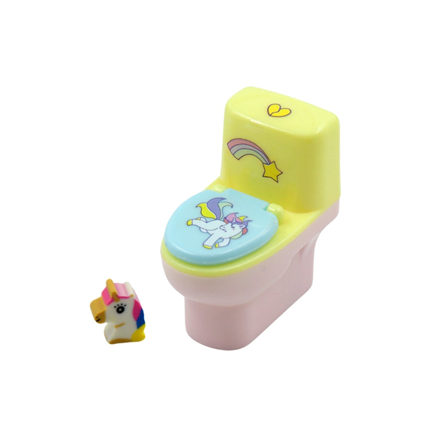 Toilet Pencil Sharpener Plastic Pencil Sharpener Novelty Pencil Sharpener, Cute Cartoon, Stationery Gift, Small Toilet Shaped Sharpener with Eraser Wheel for School Kids (2 Pc Set)