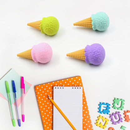 Cone/Donut/ Lolipop/ Ice cream /Eraser for Girls & Boys /Eraser for School B'Day Return Gift Party Doughnut Lollipop Ice Cream Theme Shape Erasers Pencils Set for Kids Educational Stationary kit, School Supplies (1 Set 4 Pc)