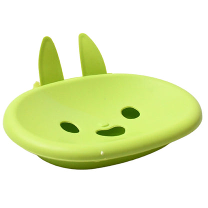 17768 Soap Box Drain soap Box Cute Rabbit Shape Double soap Bowl Box Plastic Rack Storage Rack Bathroom Toilet Storage Box