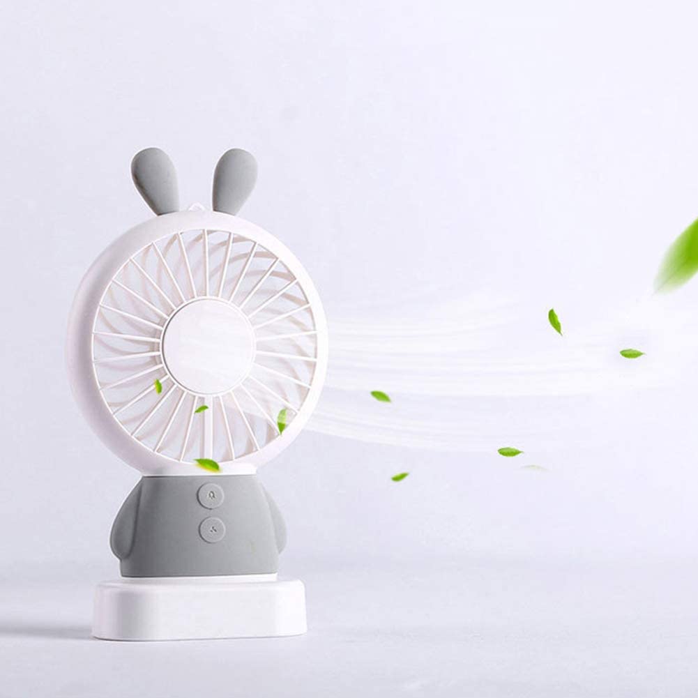 7633 Mini Portable Fan USB Rechargeable Handheld Rabbit Style Color Changing LED Light Pocket Desk Light Fan 