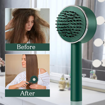 ﻿ Air Cushion Massage Brush, Airbag Massage Comb with Long Handle, Self-Cleaning Hair Brush, Detangling Anti-Static for All Hair