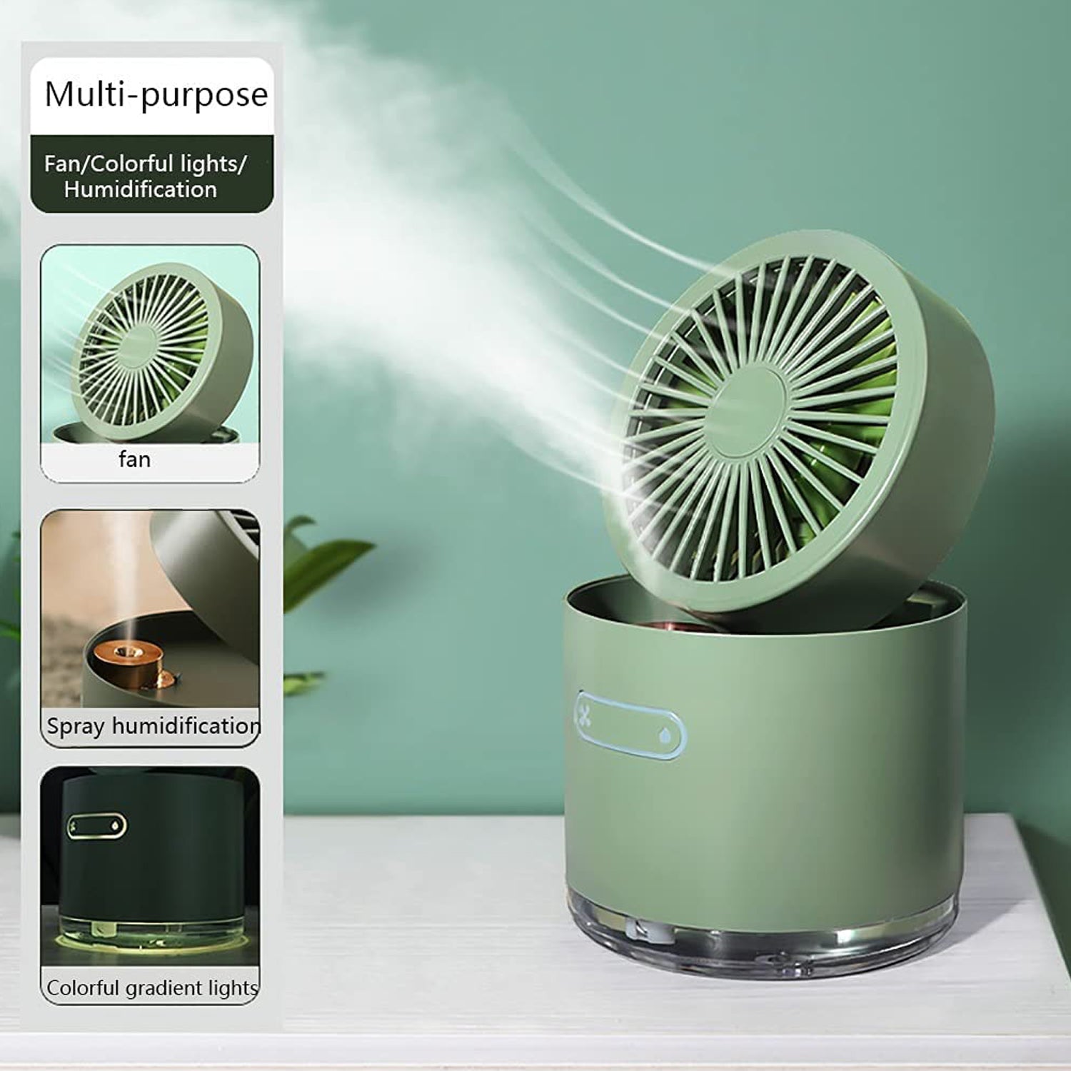 7615 Mini Desktop Cooling Fan, Automatic Shaking Head Rotating Spray humidifier Fan Water Cooling Small Fan Desktop Mini air Conditioning Fan with Small Water Tank 