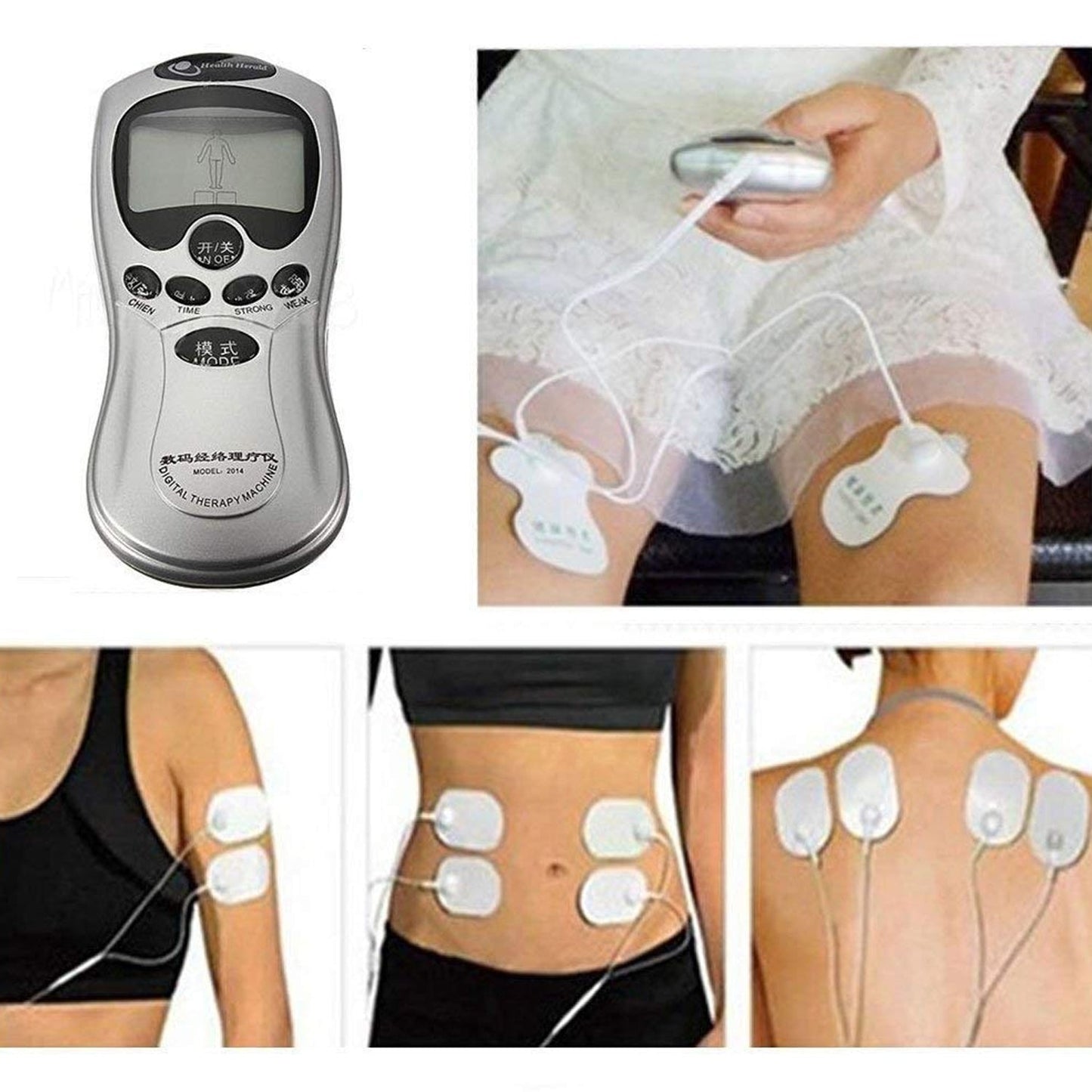 Multifunctional Massager, Health Care Digital Chinese Meridian Tens Therapy Massager Relax Body Muscle Accupuncture Machine 4 Electrode Pads & Charger Adapter and Cable,  Physiotherapy, Electric Digital Therapy neck back Mane Massage