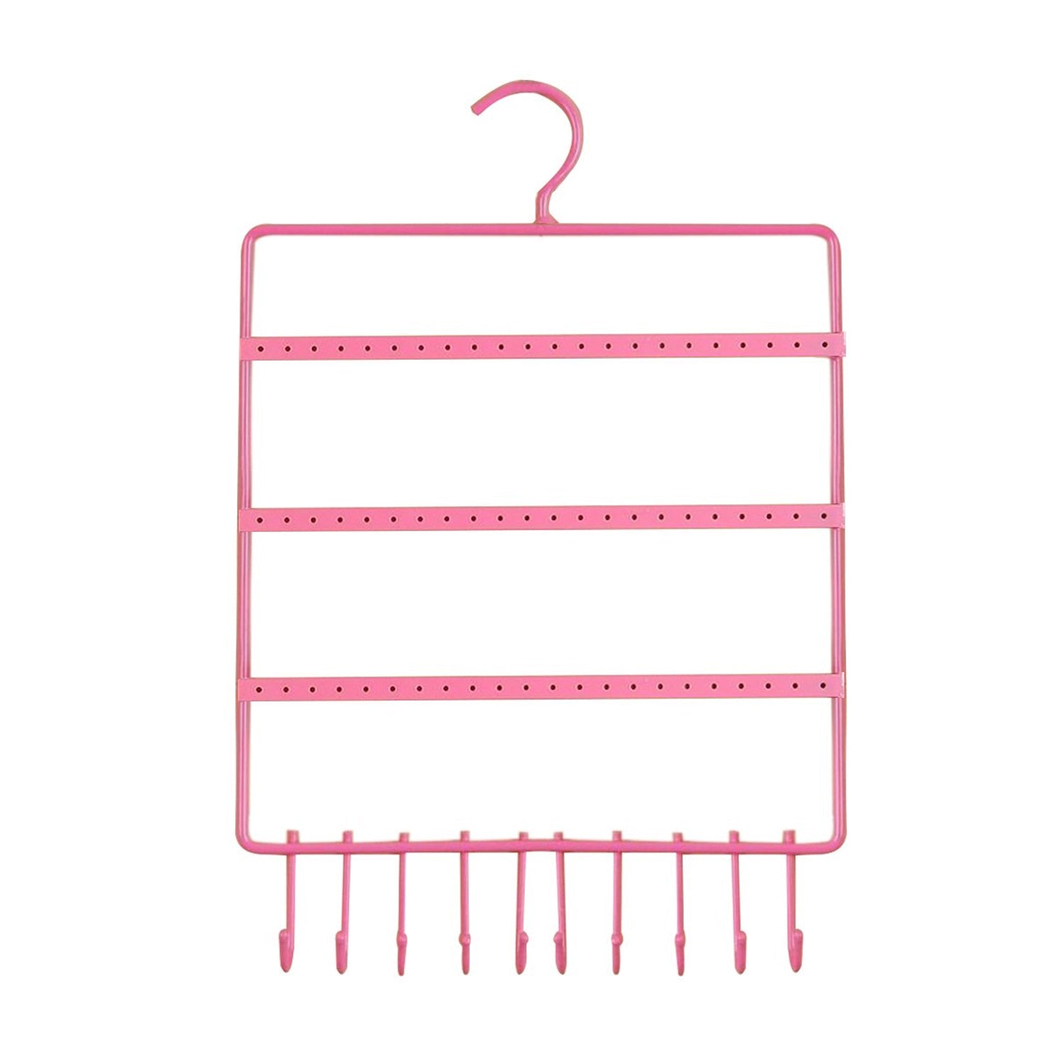 0594 Lightweight & Wall Mounted Earrings Organizer/HANGER for Tangle Free Hanging for Women, 66 Holes - 10 Hooks (metal) 