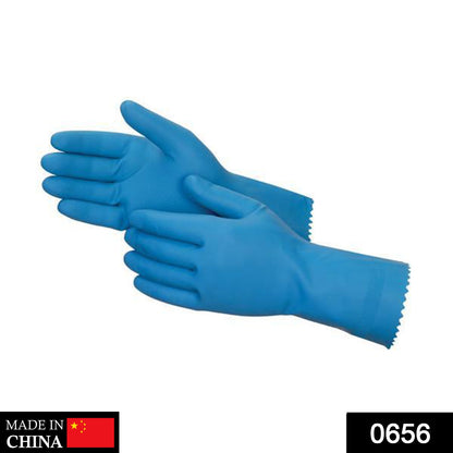 0656 - Cut Glove Reusable Rubber Hand Gloves (Blue) - 1 pc 