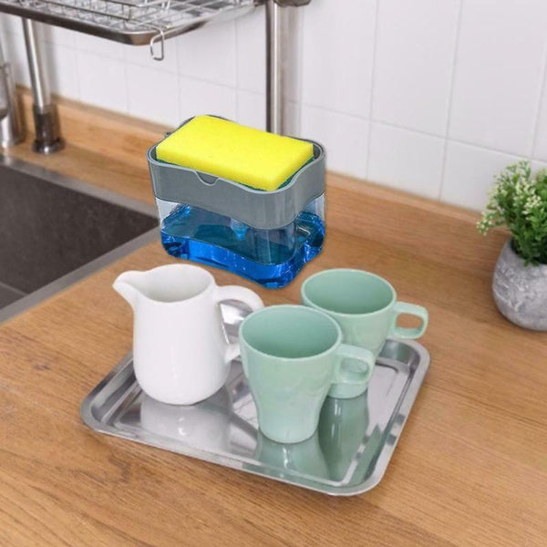 1273 2 in 1 Soap Pump Dispenser Sponge Holder Kitchen Sink Soap Holder Dispenser 