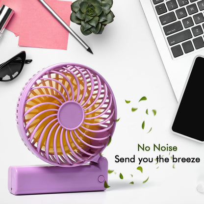 7604 Portable Mini handy Fan & Personal Table Fan | Rechargeable Battery Operated Fan Suitable for Kids, Women, Makeup Artist, Home Office 