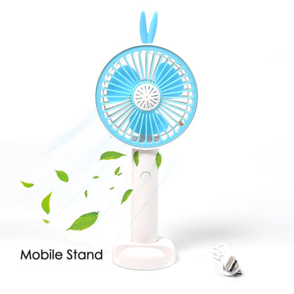 7606 Mini Portable Hand Fan USB Rechargeable Fan With Led Light Fan for Indoor and Outdoor Use by Women and Men Table Standing Stand Included 