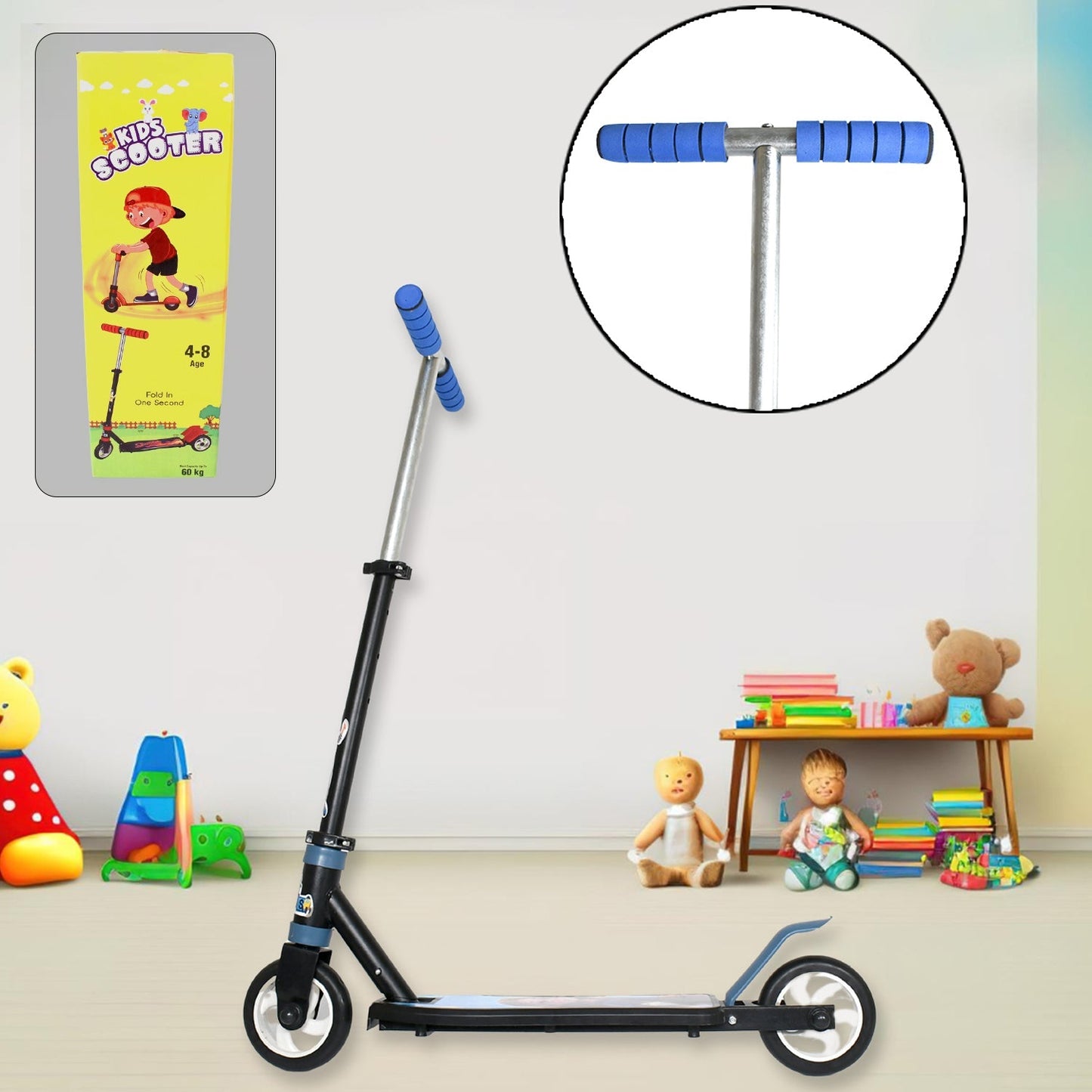 Basic Kids Ride On Leg Push Scooter for Boys and Girls (4 - 8 Years Old Kids) Foldable Scooter Cycle with Height Adjustment for Boys and Girls Multicolor (1 Pc / 2 & 3 Wheel) 