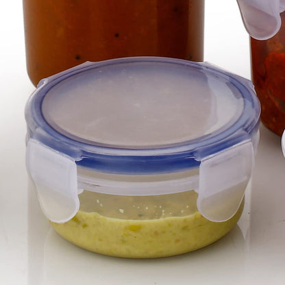 Plastic Liquid Round Airtight Food Storage Container with Leak Proof Locking Lid BPA Free Container for Kitchen, 5 Pcs Set (Transparent,  ( Approx Capacity 110 ml,160 ml,210 ml,400 ml,500 ml)