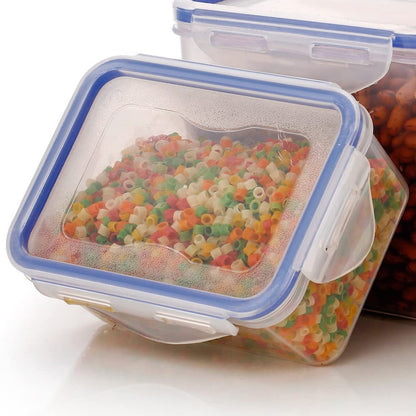 Rectangle ABS Airtight Food Storage Containers with Leak Proof Locking Lid Storage container set of 3 Pc (Approx Capacity 500ml,1000ml,1500ml, Transparent)