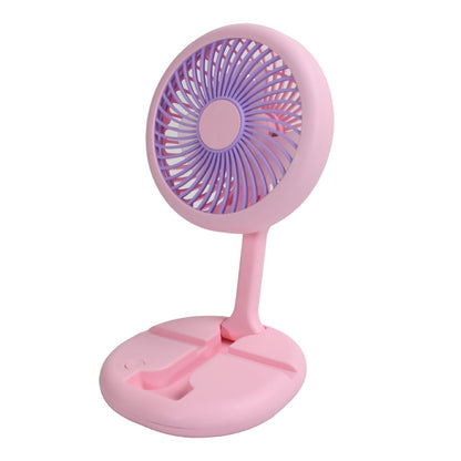 17794 USB Rechargeable Portable Fan With LED Light Heavy Duty & Foldable Fan With Charging Port Home, Outdoor, Temple