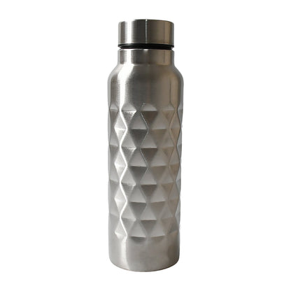 Stainless Steel Fridge Water Bottle, Diamond Design, Leak Proof, SS Water Bottle for Office, School, Gym, Refrigerator, and Home use (750ml Approx)