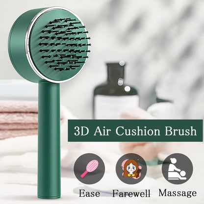 ﻿ Air Cushion Massage Brush, Airbag Massage Comb with Long Handle, Self-Cleaning Hair Brush, Detangling Anti-Static for All Hair