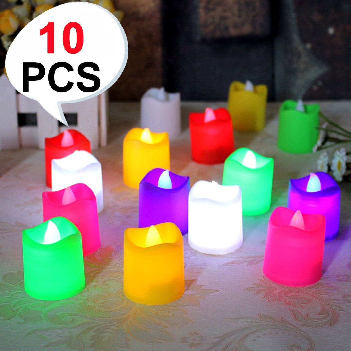 6429 10PCS FESTIVAL DECORATIVE - LED TEALIGHT CANDLES | BATTERY OPERATED CANDLE IDEAL FOR PARTY. 