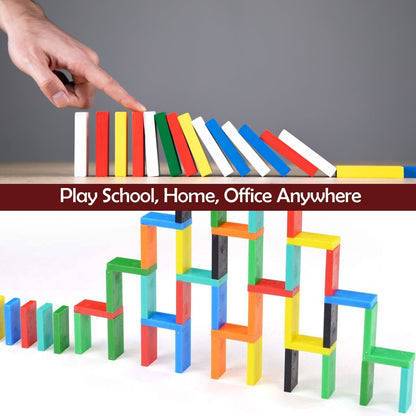 4439B 100PC DOMINO BLOCKS SET MULTICOLOR WOODEN TOY BUILDING INDOOR GAME TOY 