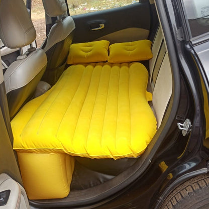 Car Inflatable Bed with 2 Pillows &  Air Pump (Portable) For Travel, Camping, Vacation | Polyester Inflatable Travel Car Bed Air Sofa with Two Inflatable Pillow and Air Pump for Car Back Seat, Air Pump Random Colour