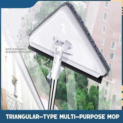 2 In 1 Extendable Triangle Mop Retractable Cleaning Mop Brush & Viper, 360 Degree Rotating Floors Wall Cleaning Mop Dust Mop with Telescopic Handle and Reusable Mop Heads (1 Pc)