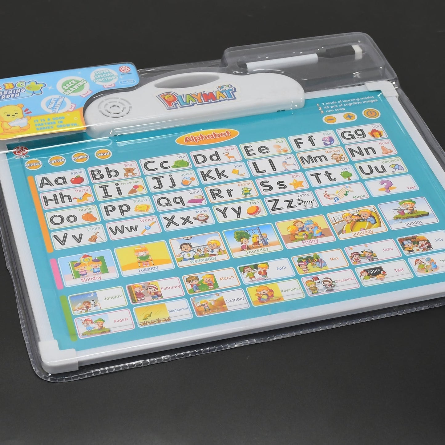 4602 Learning Board 2in1 - Educational PAD for Kids Musical Board for Alphabet ABC Learning Toy Play Mat & Drawing with One Doodle Pen 