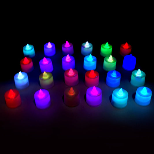 24Pcs Festival Decorative - LED Tealight Candles | Battery Operated Candle Ideal for Party, Wedding, Birthday, Gifts (Multi Color) ( Diya , Divo , Diva , Deepak , Jyoti ,)