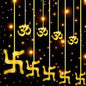 Swastik om Curtain Decorative Lights, String Lights with 12 Hanging Props138 LED, Diwali Decoration Items for Home Decor, Night Light, Room Lights for Bedroom, Balcony Decor.