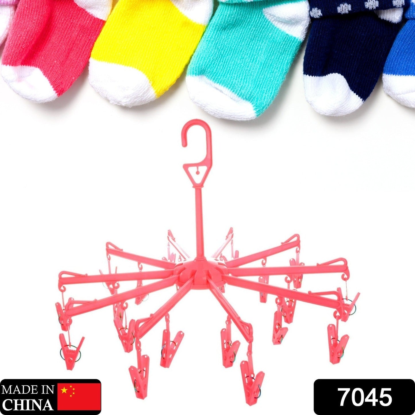 Plastic Foldable Underwear Hanging Dryer Clothes Clips Hanger Drying Rack, Clothes Hangers with 16 Clips, Clip Hanger Drip Hanger for Drying Underwear, Baby Clothes, Socks, Bras, Towel, Cloth Diapers, Gloves