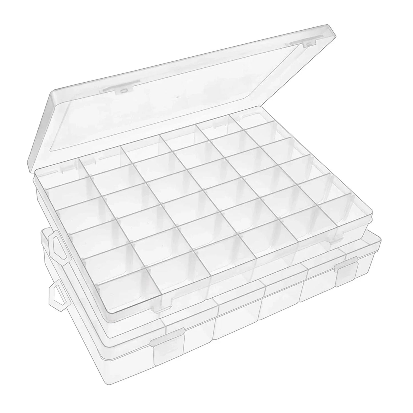 a 36 Grids Clear Plastic Organizer Jewelry Storage Box with Adjustable Dividers, Transparent Organizer Box (1pc)