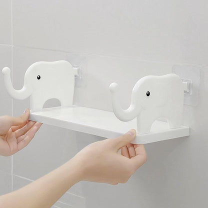 MULTIFUNCTIONAL  ELEPHANT SHAPED STORAGE SHELF, NO PUNCHING WALL MOUNTED MINI STORAGE RACK, CREATIVE CUTE ELEPHANT SHELF ORGANIZER FOR KITCHEN BATHROOM BEDROOM STUDY