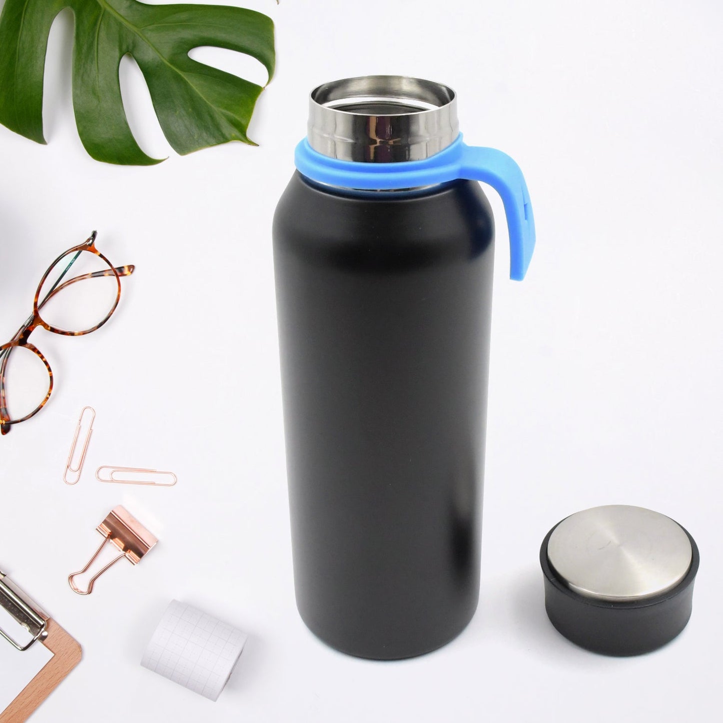 3 Vacuum Stainless Steel Water Bottle With Carry Handle, Fridge Water Bottle, Leak Proof, Rust Proof, Cold & Hot | Leak Proof | Office Bottle | Gym | Home | Kitchen | Hiking | Trekking | Travel Bottle (500 ML)