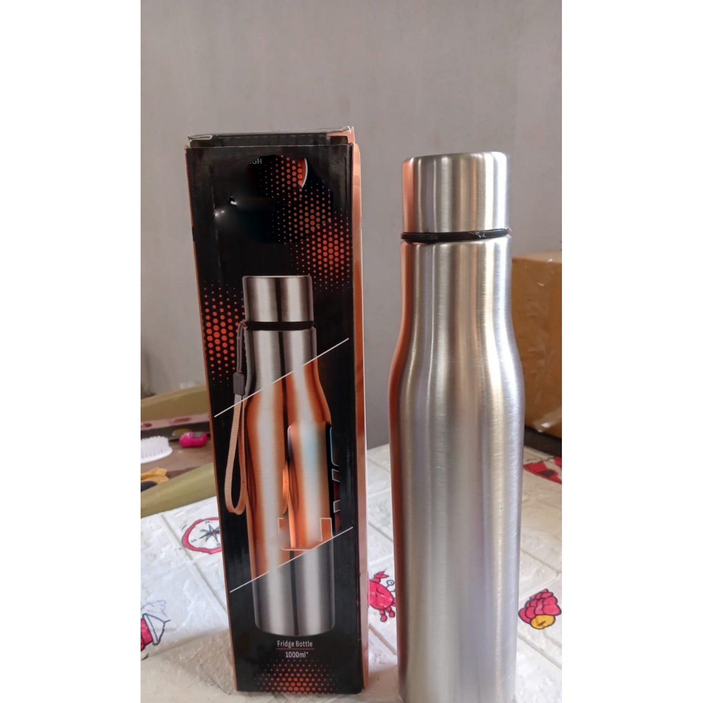 Fridge Water Bottle, Stainless Steel Water Bottles, Flasks for Tea Coffee, Hot & Cold Drinks, BPA Free, Leakproof, Portable For office/Gym/School 1000 ML