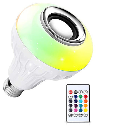 1363 Wireless Bluetooth Sensor 12W Music Multicolor LED Bulb with Remote Controller 