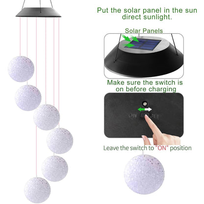 L Solar Crystal Ball , Color Changing Solar Powered LED Hanging Light Mobile for Patio Yard Garden Home Outdoor Night Decor, Gifts