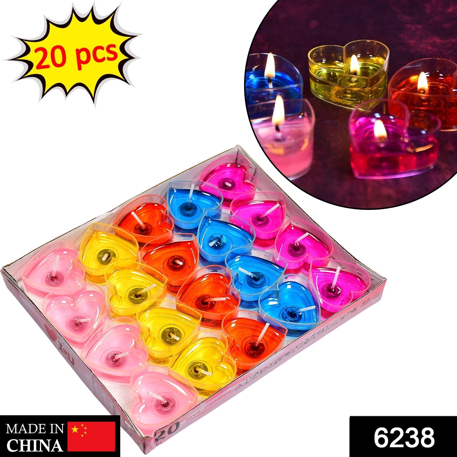 6238 Heart Shape Wax Scented Candles. (Pack of 20 pcs) 