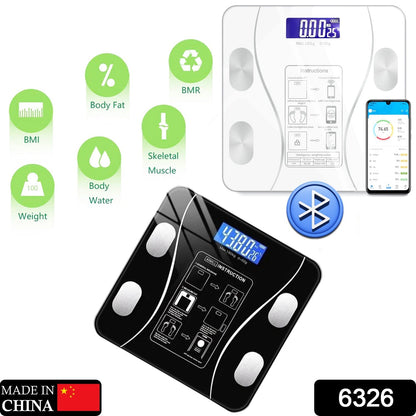 6326 Bluetooth Body Fat Scale Digital Smart Body Weight Scale iOS and Android App to Manage Body Weight, Body Fat, Water, Muscle Mass, BMI, BMR, Bone Mass and Visceral Fat with BMI Scale 